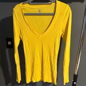 Old Navy Bright Yellow V-Neck Long Sleeve Tee